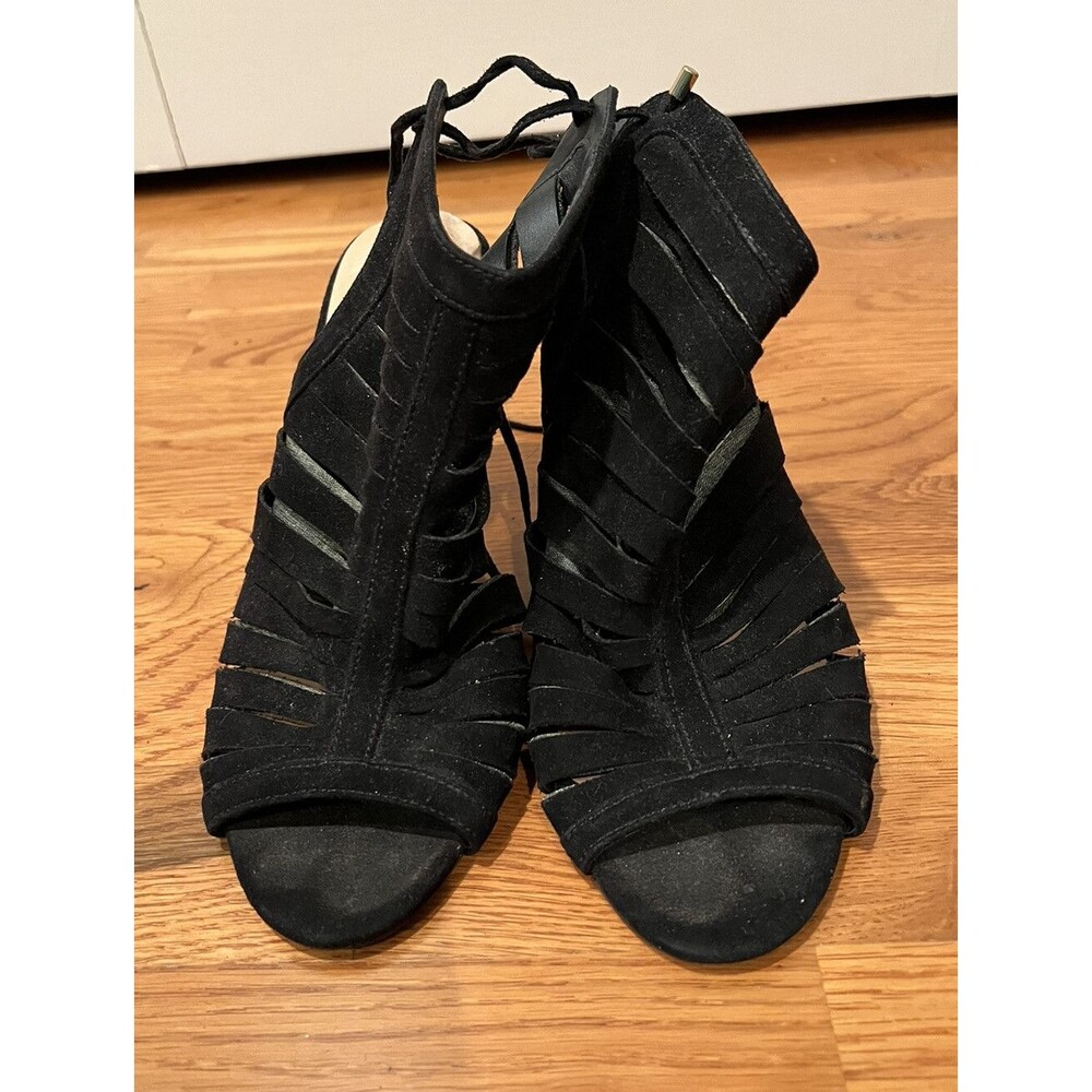Brash Peep Toe Strappy Gladiator Black Bootie Sandals Heels Womens Size 7